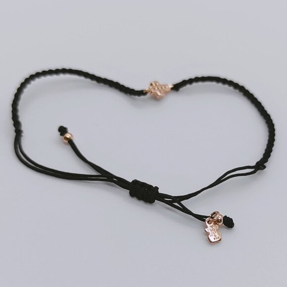 TOUS Motif cross Bracelet in Rose Gold Vermeil with Spinels and black Cord - Picture 8 of 11